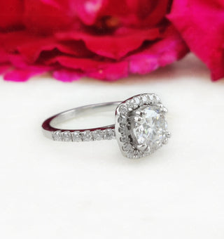 1.75 CT Round Moissanite Halo & Pave Diamond Ring in 925 Sterling Silver- The ‘Grant’ Ring - Danni Martinez
