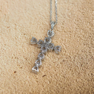 2.4 TCW Heart Moissanite Cross Diamond Necklace in 925 Sterling Silver- The ‘Holden’ Necklace - Danni Martinez
