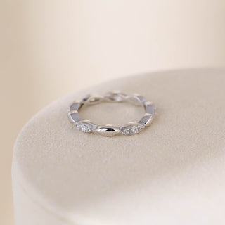 0.35 TCW Round Moissanite Dainty Diamond Wedding Band in 925 Sterling Silver- The ‘Maxwell’ Wedding Band - Danni Martinez