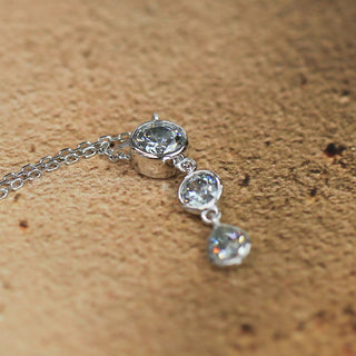 1.0 CT Round & Pear Moissanite Three Stone Diamond Necklace in 925 Sterling Silver- The ‘Leslie’ Necklace - Danni Martinez