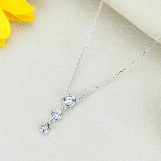 1.0 CT Round & Pear Moissanite Three Stone Diamond Necklace in 925 Sterling Silver- The ‘Leslie’ Necklace - Danni Martinez