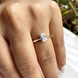 0.75 TCW Oval Moissanite Solitaire Diamond Ring in 925 Sterling Silver- The 'Paige’ Ring - Danni Martinez