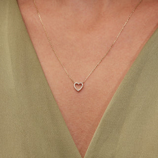 0.13 TCW Round Moissanite Heart Diamond Necklace in 925 Sterling Silver- The ‘Theodore’ Necklace - Danni Martinez