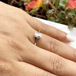0.75 TCW Oval Moissanite Solitaire Diamond Ring in 925 Sterling Silver- The 'Paige’ Ring - Danni Martinez