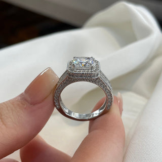 1.5 CT Princess Moissanite Vintage Diamond Ring in 925 Sterling Silver- The ‘Alicia’ Ring - Danni Martinez