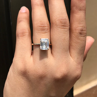 3.35 CT Emerald Moissanite Solitaire Diamond Ring in 925 Sterling Silver- The ‘Cassandra’ Ring - Danni Martinez