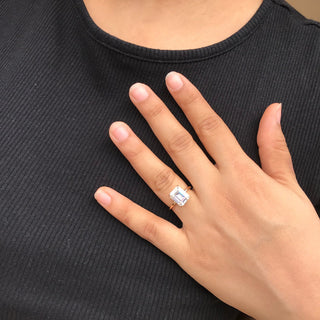 3.35 CT Emerald Moissanite Solitaire Diamond Ring in 925 Sterling Silver- The ‘Cassandra’ Ring - Danni Martinez