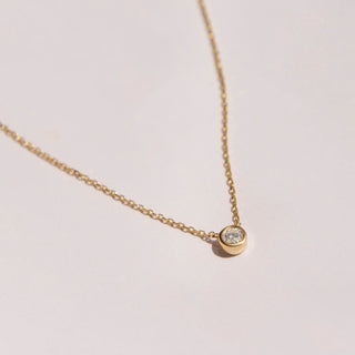 0.2 TCW Round Moissanite Bezel Diamond Necklace in 925 Sterling Silver- The ‘Michelle’ Necklace - Danni Martinez