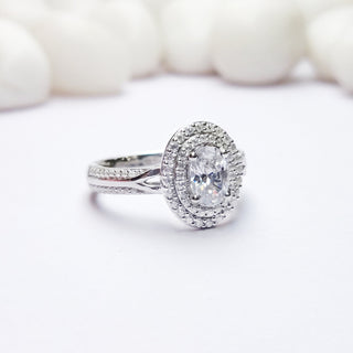 1.0 CT Oval Moissanite Pave Diamond Ring in 925 Sterling Silver- The ‘Cheyenne’ Ring - Danni Martinez