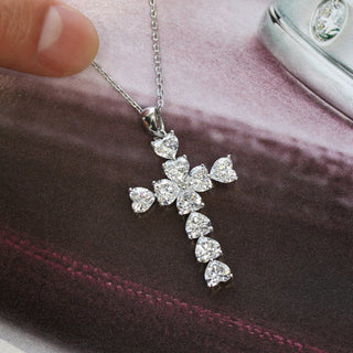 2.4 TCW Heart Moissanite Cross Diamond Necklace in 925 Sterling Silver- The ‘Holden’ Necklace - Danni Martinez