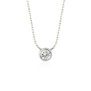 0.2 TCW Round Moissanite Bezel Diamond Necklace in 925 Sterling Silver- The ‘Michelle’ Necklace - Danni Martinez