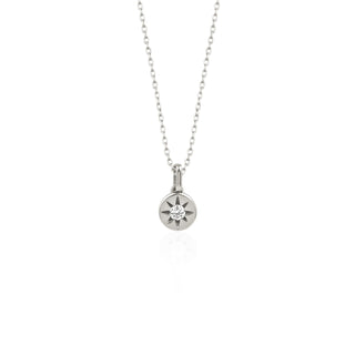 0.02 CT Round Moissanite Solitaire Diamond Necklace in 925 Sterling Silver- The ‘Graham’ Necklace - Danni Martinez