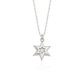 0.02 CT Round Moissanite Solitaire Diamond Necklace in 925 Sterling Silver- The ‘Damien’ Necklace - Danni Martinez