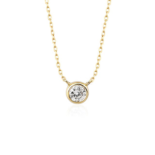 0.2 TCW Round Moissanite Bezel Diamond Necklace in 925 Sterling Silver- The ‘Michelle’ Necklace - Danni Martinez