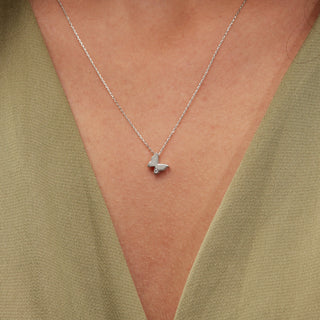 0.01 TCW Round Moissanite Butterfly Diamond Necklace in 925 Sterling Silver- The ‘Cassandra’ Necklace - Danni Martinez