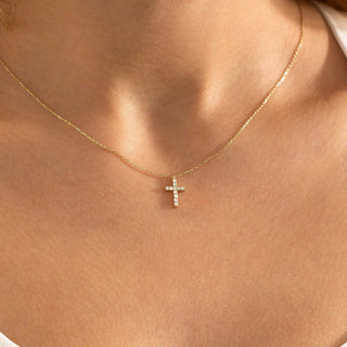 0.18 TCW Round Moissanite Cross Diamond Necklace in 925 Sterling Silver- The ‘Jasper’ Necklace - Danni Martinez