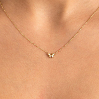 0.06 TCW Round Moissanite Butterfly Diamond Necklace in 925 Sterling Silver- The ‘Louis’ Necklace - Danni Martinez