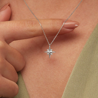 0.02 CT Round Moissanite Solitaire Diamond Necklace in 925 Sterling Silver- The ‘Lydia’ Necklace - Danni Martinez