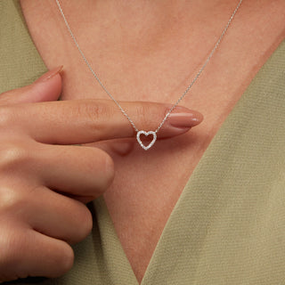 0.13 TCW Round Moissanite Heart Diamond Necklace in 925 Sterling Silver- The ‘Shannon’ Necklace - Danni Martinez