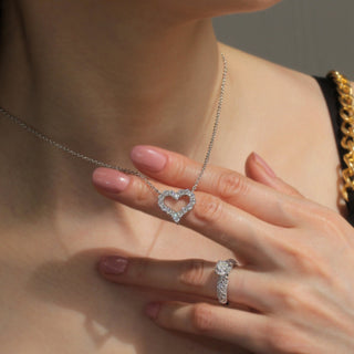 1.5 CT Round Moissanite Heart Diamond Necklace in 925 Sterling Silver- The ‘Marissa’ Necklace - Danni Martinez