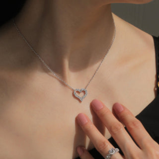 1.5 CT Round Moissanite Heart Diamond Necklace in 925 Sterling Silver- The ‘Marissa’ Necklace - Danni Martinez