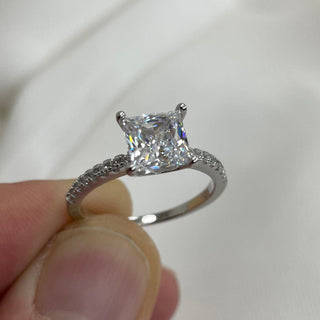 1.50 CT Princess Moissanite Pave Diamond Ring in 925 Sterling Silver- The ‘Kieran’ Ring - Danni Martinez