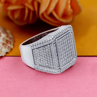 2.32 TCW Round Moissanite Hip Hop Ring Micro Pave Synthetic Wedding Band in 925 Sterling Silver- The ‘Gabriel’ Wedding Band - Danni Martinez