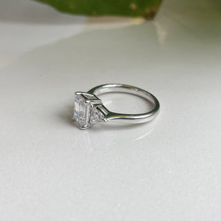 1.0 CT Emerald Moissanite Three Stone Style Diamond Ring in 925 Sterling Silver- The ‘Sienna’ Ring - Danni Martinez
