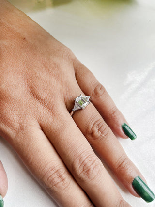 1.0 CT Emerald Moissanite Three Stone Style Diamond Ring in 925 Sterling Silver- The ‘Sienna’ Ring - Danni Martinez