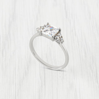 1.3 CT Princess Moissanite Cluster Diamond Ring in 925 Sterling Silver- The ‘Reece’ Ring - Danni Martinez