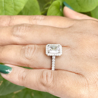 1.0 CT Emerald Moissanite Pave Diamond Ring in 925 Sterling Silver- The ‘Damian’ Ring - Danni Martinez