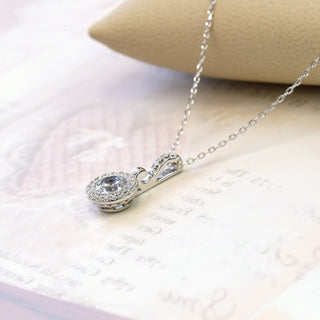 1.0 CT Round Moissanite Halo Diamond Necklace in 925 Sterling Silver- The ‘Bridget’ Necklace - Danni Martinez