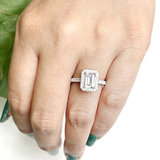 1.0 CT Emerald Moissanite Pave Diamond Ring in 925 Sterling Silver- The ‘Damian’ Ring - Danni Martinez