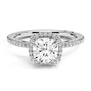 2.0 CT Cushion Moissanite Pave Diamond Ring in 925 Sterling Silver- The ‘Kaitlyn’ Ring - Danni Martinez