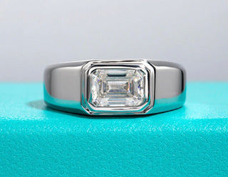 2.0 TCW Emerald Moissanite Solitaire Wedding Band in 925 Sterling Silver- The ‘Theodore’ Wedding Band - Danni Martinez