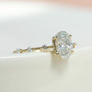 2.0 CT Oval Moissanite Dainty Diamond Ring in 925 Sterling Silver- The ‘Ariel’ Ring - Danni Martinez