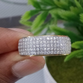 1.5 TCW Round Moissanite 5 Row Micro Pave Wedding Band in 925 Sterling Silver- The ‘Matthew’ Wedding Band - Danni Martinez