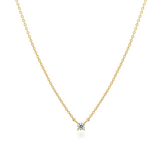 0.15 CT Round Moissanite Solitaire Diamond Necklace in 925 Sterling Silver- The ‘Cassandra’ Necklace - Danni Martinez