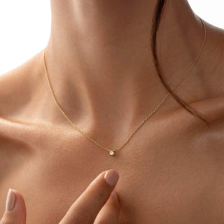 0.15 CT Round Moissanite Solitaire Diamond Necklace in 925 Sterling Silver- The ‘Cassandra’ Necklace - Danni Martinez