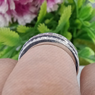 1.95 TCW Princess & Round Moissanite Half Eternity Wedding Band in 925 Sterling Silver- The ‘Jackson’ Wedding Band - Danni Martinez