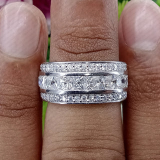 1.95 TCW Princess & Round Moissanite Half Eternity Wedding Band in 925 Sterling Silver- The ‘Jackson’ Wedding Band - Danni Martinez