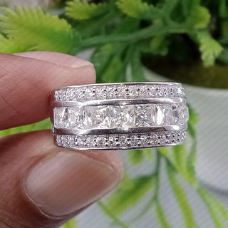 1.95 TCW Princess & Round Moissanite Half Eternity Wedding Band in 925 Sterling Silver- The ‘Jackson’ Wedding Band - Danni Martinez