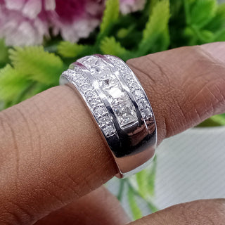 1.95 TCW Princess & Round Moissanite Half Eternity Wedding Band in 925 Sterling Silver- The ‘Jackson’ Wedding Band - Danni Martinez