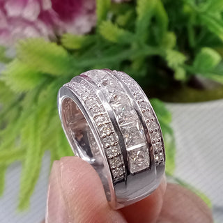 1.95 TCW Princess & Round Moissanite Half Eternity Wedding Band in 925 Sterling Silver- The ‘Jackson’ Wedding Band - Danni Martinez