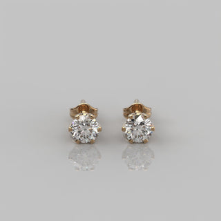 1.0 TCW Round Moissanite Solitaire Earrings in 925 Sterling Silver- The 'Selina' Earrings - Danni Martinez