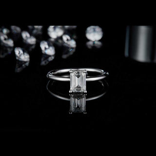 1.0 CT Emerald Moissanite Solitaire Diamond Ring in 925 Sterling Silver- The ‘Kendra’ Ring - Danni Martinez