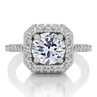 1.5 CT Round Moissanite Pave Diamond Ring in 925 Sterling Silver- The ‘Angelina’ Ring - Danni Martinez